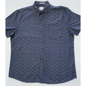Ben Sherman Shirt Mens XL Blue Textured Stripe Button Down Short Sleeve Stretch